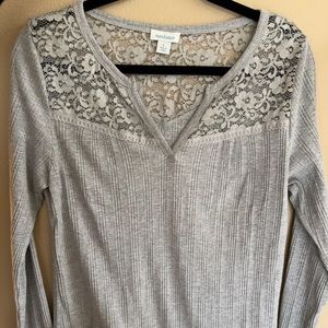 Sundance Gray Lace Long Sleeve Top